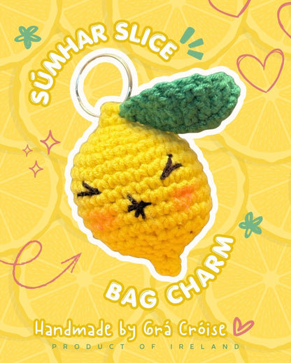 Súmhar Slice – Crochet Lemon Bag Charm